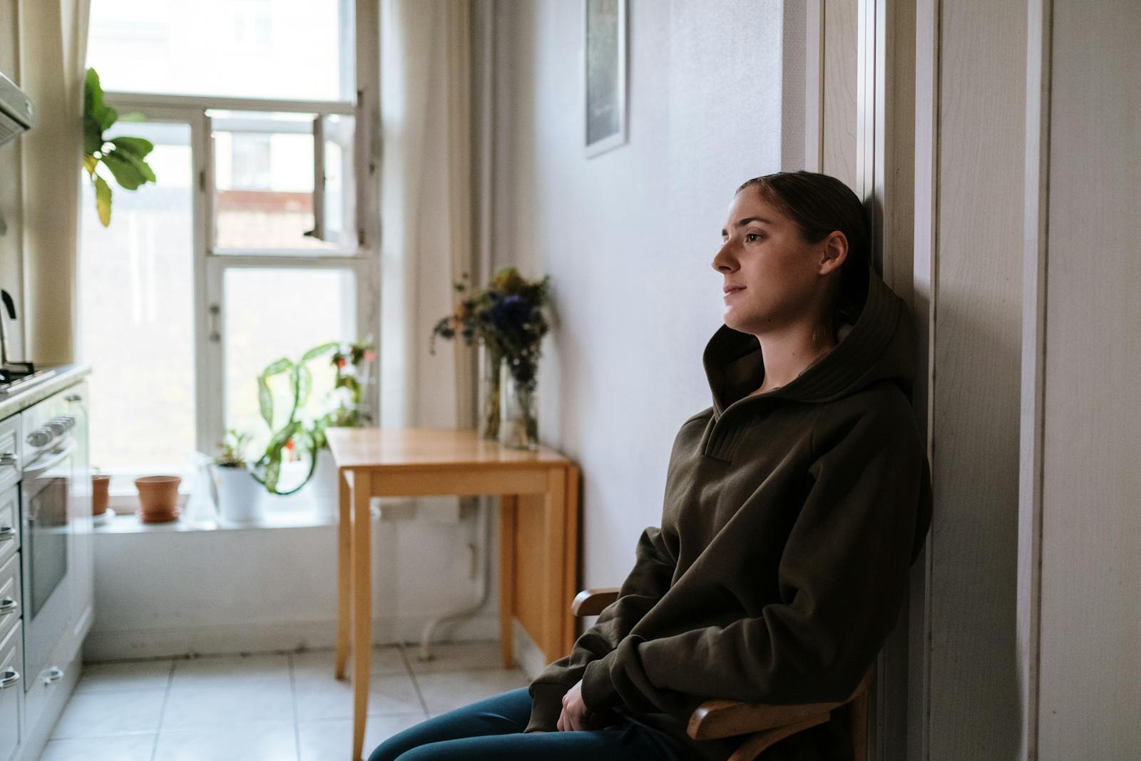 tired person staring at phone