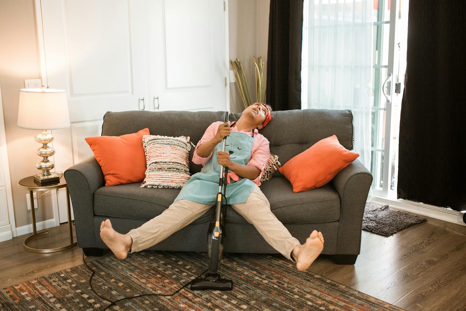 tired person on couch
