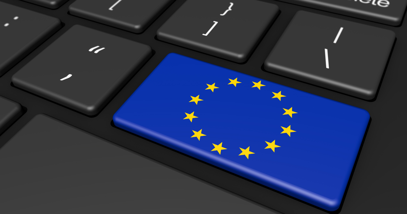 European Union flag symbol on a computer keyboard key