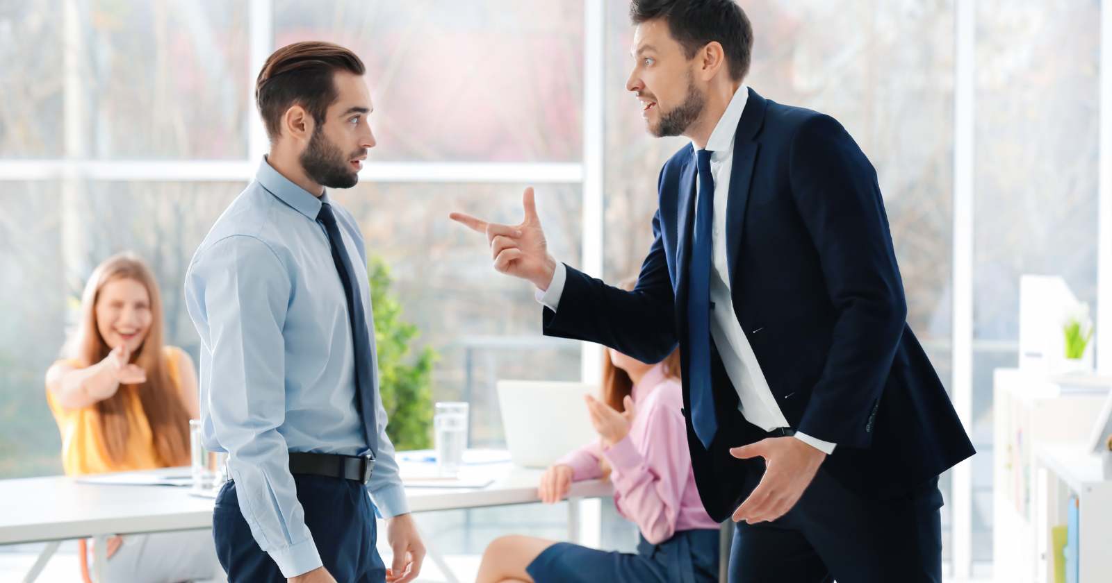 Two men arguing in an office