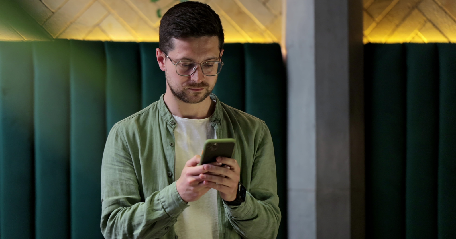Man looking at a smartphone
